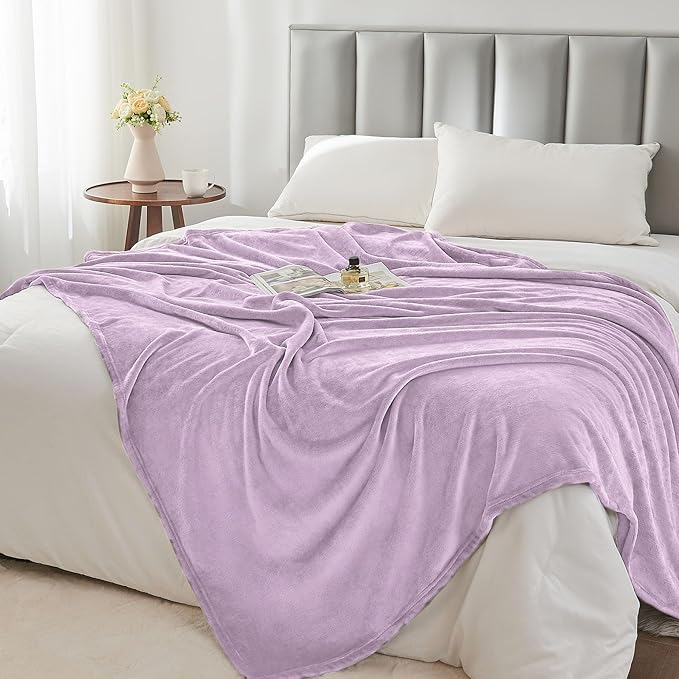 BEDELITE Fleece Blankets Queen Size Lilac Throw Blankets - Image 5