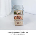 3-Tier Stackable Acrylic Holder, Clear with Gold Metal Base