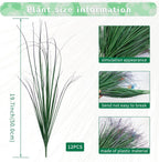 12Pcs Artificial Grass Plants, Faux Shrubs Wheat Grass, Artificial Tall Grass Fake Plants for Outdoor Decor,Artificial Greenery Stems Weed for Room Indoor Home Decor（Green Purple Tail）