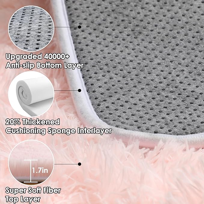 ONASAR Pink Rugs for Bedroom Girls, Fluffy 4x6 Soft Plush Fuzzy Shaggy Kids - Image 4