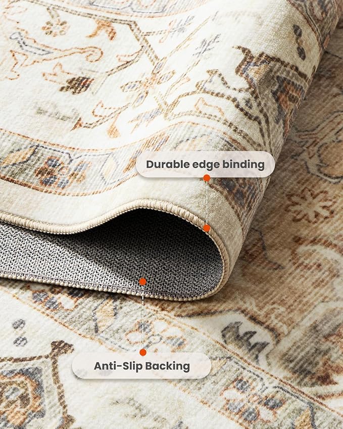 AMADA HOMEFURNISHING 4x6 Washable Area Rug, Low-Profile Entryway Rug - Image 5