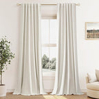 Guken Cream 100% Blackout Linen Curtains 42 Inch Wide by 108 Inch by Guken