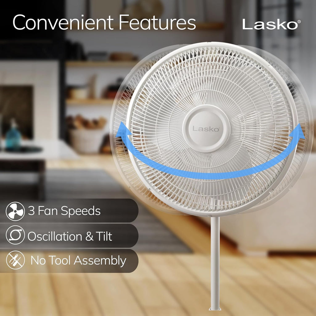 Lasko Oscillating Pedestal Fan - Adjustable to 47" - 2520 - White