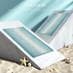 Bathroom Rugs Sets 2 Piece, Non Slip Striped Bath Mats, Aqua Green