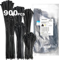Zip Ties Assorted Sizes(14+12+10+8+6+4 Inch), 900 Pcs Black zip Ties for Home, Office, Garden, Workshop, Multi-Purpose Wire Management Cable Tie Wraps by Limsougle.