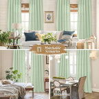 LAMIT Light Green Linen Window Curtains 63 Inch Length, Light Filtering Neutral - Image 6