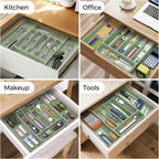ukeetap Extra Large Expandable Silverware Organizer, Flatware Tray, Green