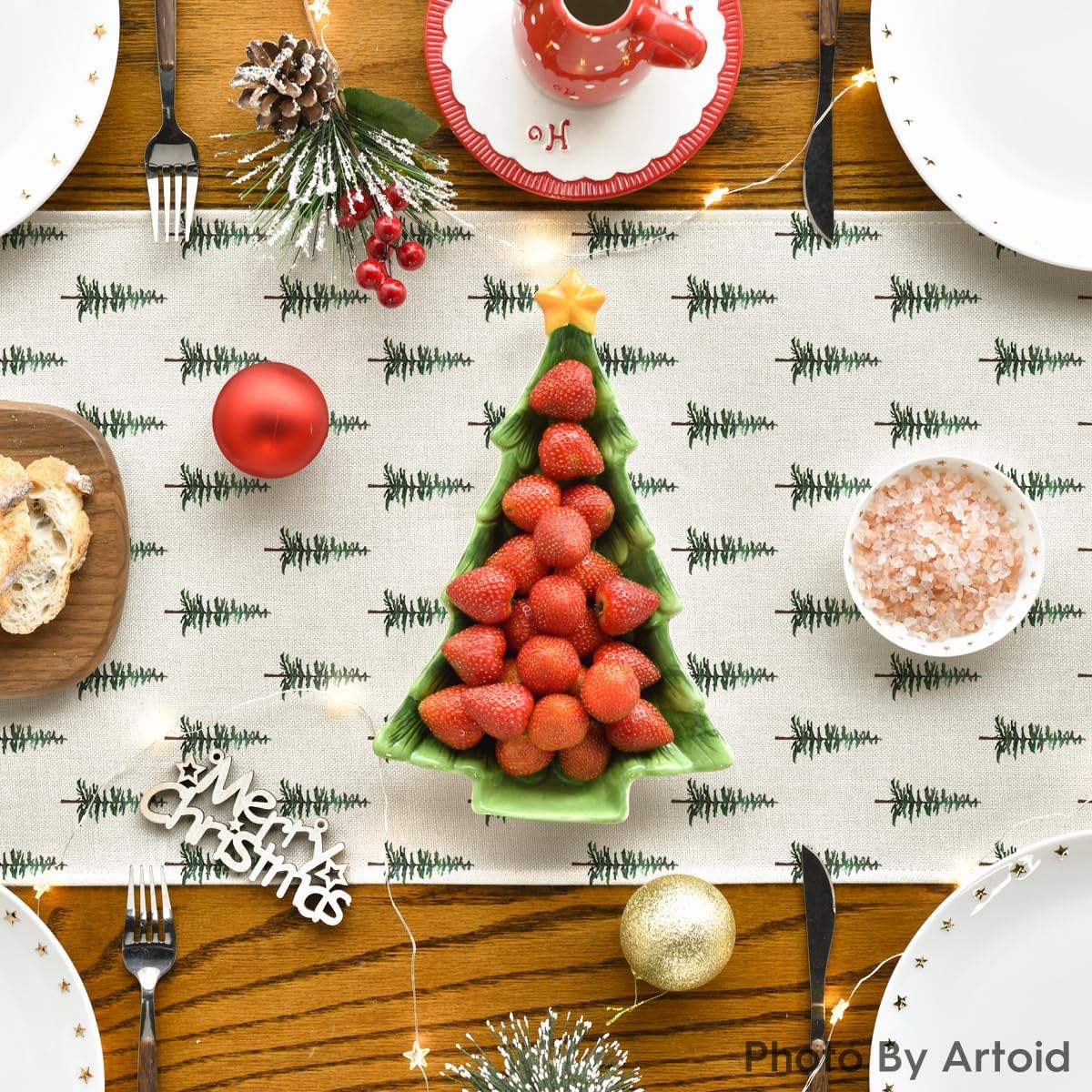 Artoid Mode Xmas Tree Christmas Table Runner Home Party Decor 13x120 Inch