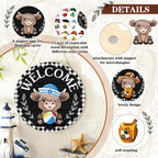 Vicenpal 35 Pcs Fall Interchangeable Highland Cow Welcome Sign, Plaid