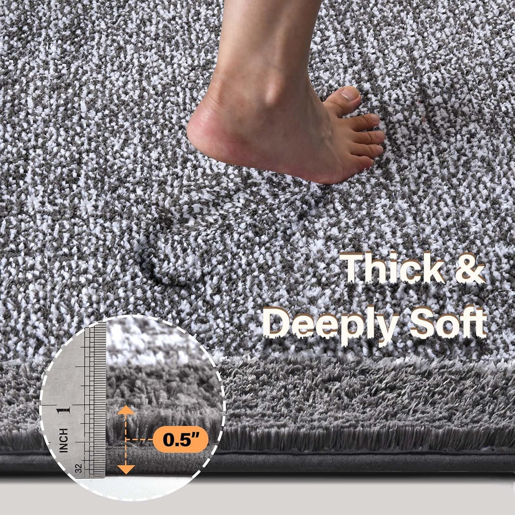 48x32 Large Bathroom Rugs Non Slip Washable, Soft Absorbent Bath Mat Grey