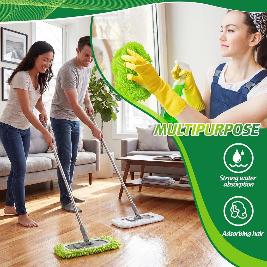 Toulite 6 Pcs Reusable Microfiber Mop Pads Compatible with XL, Green, White