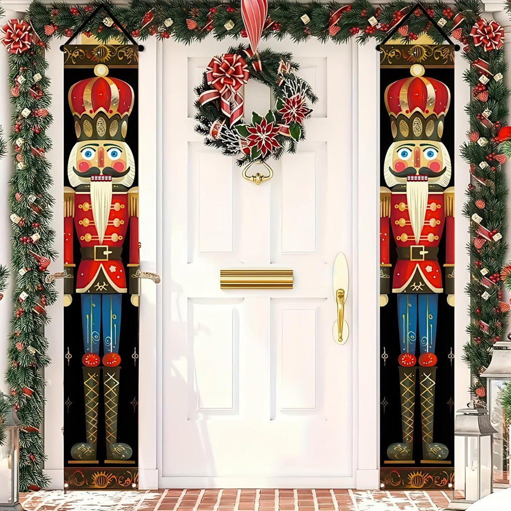 BlissYard Nutcracker Christmas Porch Banner Decorations 71 x 12 Inch Soldier Model Nutcracker Banners Front Door Hanging Banner Entryway Xmas Winter for Wall Fireplace Party Holiday Home Kids Decor