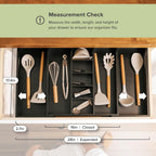 Utensil & Junk Drawer Organizer, 16-28 in, Black Bamboo