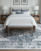 Area Rugs 9'x12' Washable Non-Slip, Floral Vintage Distress Print Pattern - Image 2