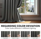 Deconovo Blackout Curtains, Thermal Insulated, W52 x L45 2 Panels, Back Tab - Image 6