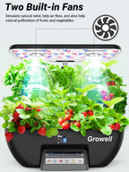 Growell Hydroponics Growing System, 17 Pods Large Indoor Garden with 2 Fans