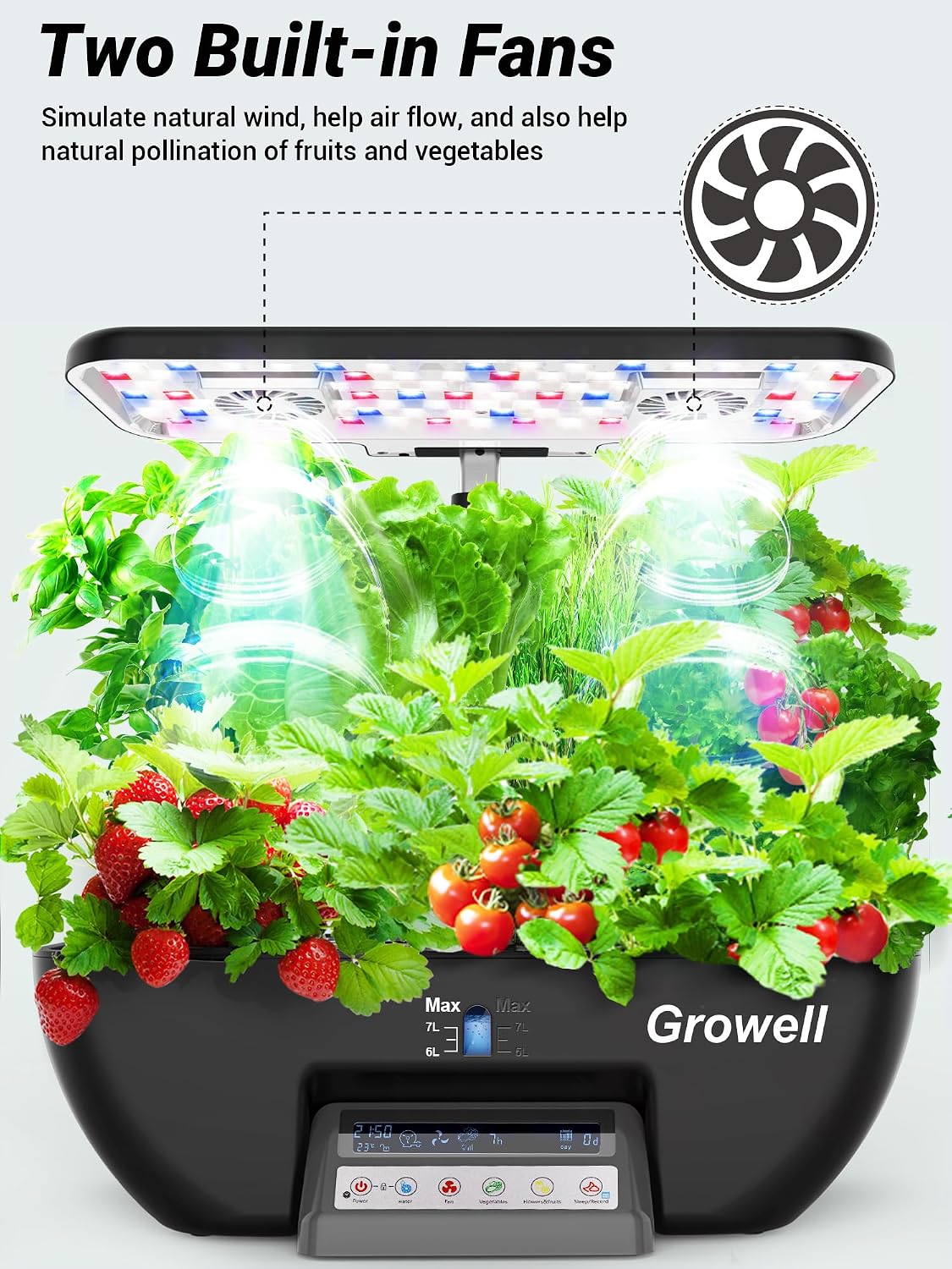 Growell Hydroponics Growing System, 17 Pods Large Indoor Garden with 2 Fans