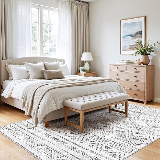 4x5 Washable Entryway Area Rug: Modern Moroccan Runner Rugs Indoor Soft Non - Image 2