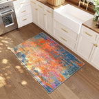 Entrance Rugs Indoor 2x3 Colorful Entry Rug Washable Abstract Rainbow Small - Image 2