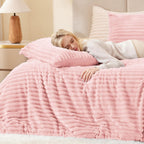 EXQ Home Fluffy Comforter Set Twin Size,2 Pieces Bed Set,Light Pink