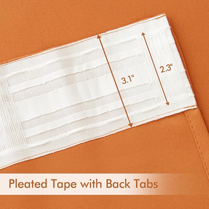 MIULEE Orange Back Tab Blackout Curtains 90 Inch Long 2 Panels Set - Image 4