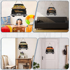 Ferraycle 13 Pcs Interchangeable Welcome Sign Halloween Seasonal Black Truck Decor Door Signs with 12 Holiday Icons Rustic Farmhouse Interchangeable Holiday Decor