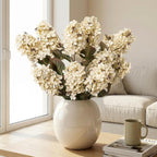 Ttranewsoo Hydrangea Artificial Flowers,Fall Hydrangeas Artificial Flowers, Fake Fall Dried Hydrangea Decoration,Faux Silk Flower with Stems Winter Decor Without Vase（Cream White 8PCS