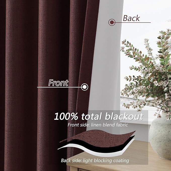 Guken 100% Blackout Curtains 84 Inch Length 2 Panels Set - Image 5