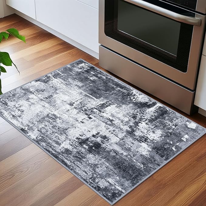 KOZYFLY 2x3 Rug Non-Slip Small Area Rug Abstract Machine Washable Indoor Front - Image 2
