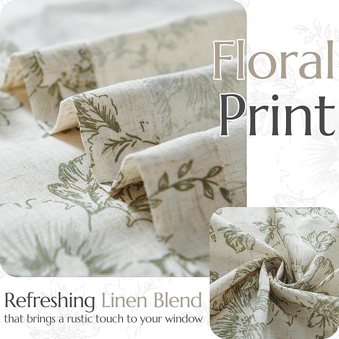 jinchan Pinch Pleated Curtains Floral Linen Blend Curtains - Image 6