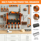4-Tier Power Tool Organizer,Tool Storage Rack with 4 Drill Holders, Cordless Tool Organizer,Heavy Duty Power Tool Shelf for Garage,Warehouse,Workshop, Gift for Men,Husband