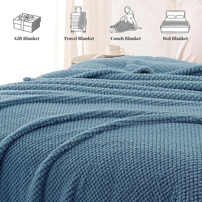Whale Flotilla Queen Size Fuzzy Fleece Blanket, Fluffy Warm Soft Jacquard Bed - Image 8