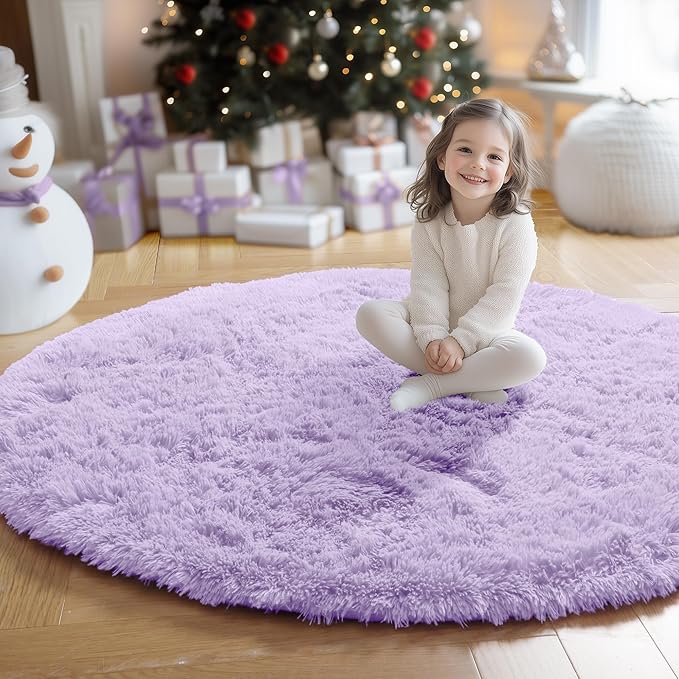 Amdrebio Light Purple Round Circle Rug 5Ft - Image 5