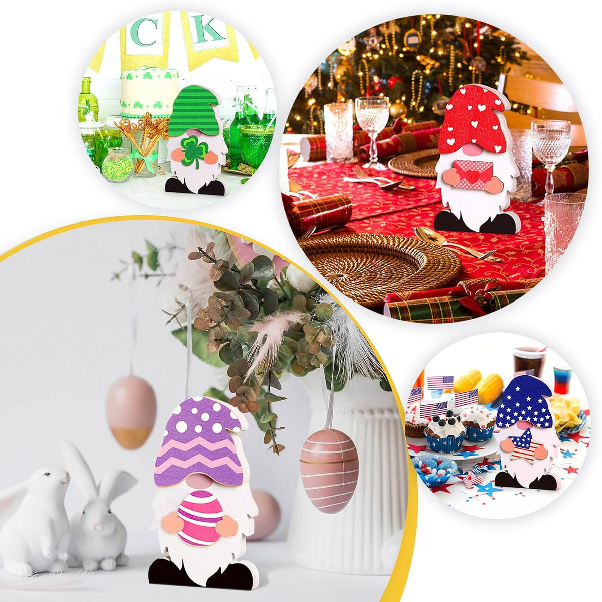 Jetec 24 Pcs Halloween Interchangeable Wooden Gnome, Holiday Table Decor