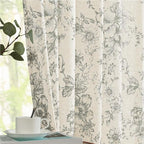 jinchan Lined Linen Blend Curtain Floral Curtains - Image 7