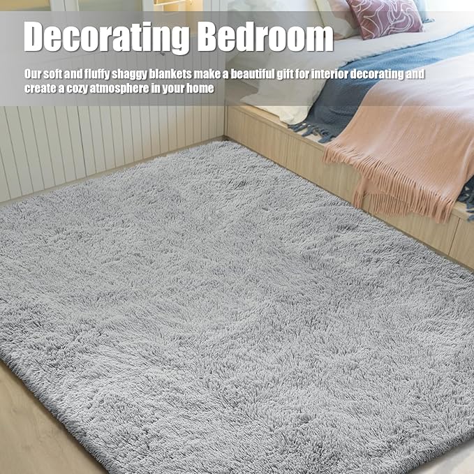 Shag Area Rug for Bedroom 5x8, Soft Fuzzy Rug Non-Shedding Indoor Plush Carpet - Image 5