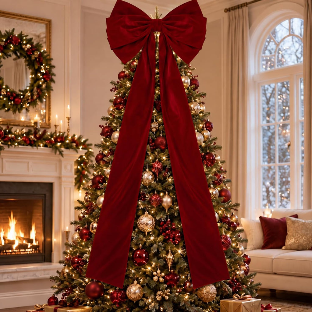 Knitgrip 1 Pack Extra Large Christmas Bow 27 x 78 Inch Burgundy Velvet