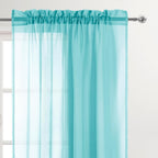 DWCN Aqua Sheer Curtains 63 Inch Long for Living Room Rod Pocket 2 Panels