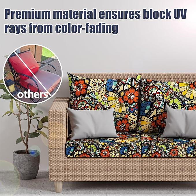 8Pcs Stretch Patio Cushion Covers, Outdoor Couch & Sofa Replacement Slipcovers - Image 3