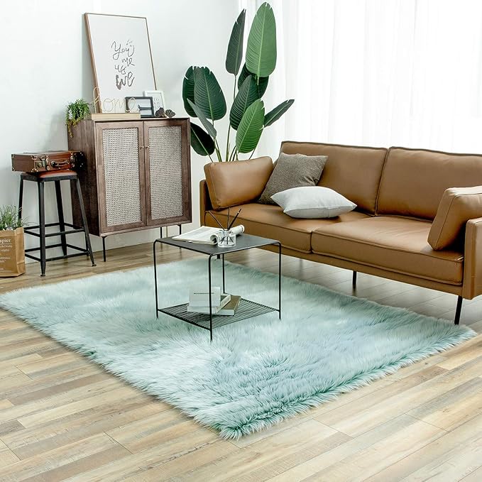 Ashler faux fur rug, Fluffy Shaggy Area Rug Ultra Soft 5 x 7 Feet Rectangle Fur - Image 5