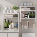PPN 100% Bamboo Towel Rack Bathroom Storage Shelves Over Toilet Towel Bar