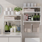 PPN 100% Bamboo Towel Rack Bathroom Storage Shelves Over Toilet Towel Bar
