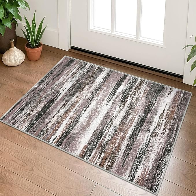 Lansny Modern Abstract Entryway Rug Indoor 2x3 Washable Rug Non-Slip Soft Small by lansny