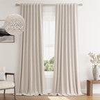 Guken Oatmeal 100% Blackout Curtains 96 Inch Length 2 Panels Set - Image 9