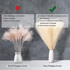 Pampas Grass Decor, Fluffy Faux Pampas Grass 6 Stem 18"/45cm Pompous Grass Small Flower Arrangement and Vase Filler for Boho Home Wedding Decoration (Lake-Green)