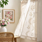 jinchan Belrose Linen Floral Kitchen Curtains 24 inch Length Embroidered - Image 4