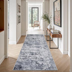 2.6'x8' Runner Rug Washable Rug;Modern Abstract Soft Thin Runner Rug Grey - Image 3
