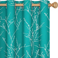 Deconovo Blackout Grommet Silver Pattern Printed Curtains, Turquoise/Silver by Deconovo