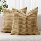 MIULEE Pack of 2 Corduroy Decorative Throw Pillow Covers 24x24 Inch Soft Boho by MIULEE