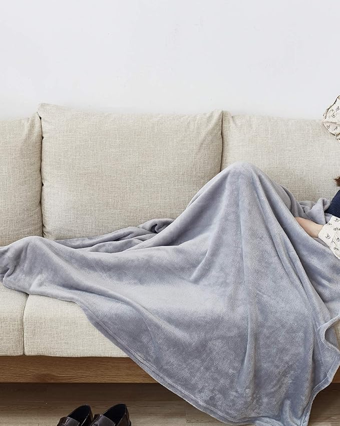 KMUSET Fleece Blanket Twin Size Grey Lightweight Throw Blanket Super Soft Cozy - Image 4